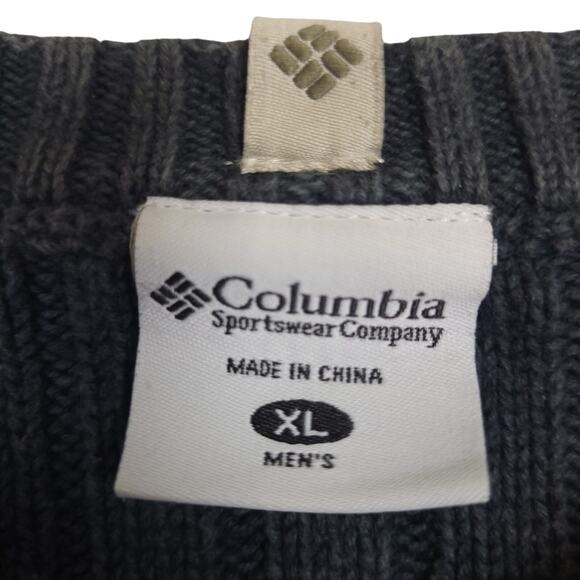 Columbia Mens Sweater Long Sleeve Crew Neck Ribbed Pullover XL Gray Fisherman - Picture 3 of 9